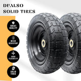 10-Inch Solid Replacement Tire and Wheel 4.10/3.50-4" - Flat Free Tires for Cart, Dolly, Hand Truck, Generator, Lawnmower, Garden Wagon with 5/8” Axle Bore Hole - Double Sealed Bearings (2)