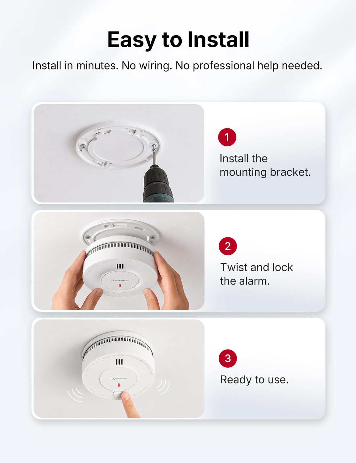 X-Sense Smoke Detector, 10-Year Battery, UL 217 Certified, SD2J0AX, 1-Pack