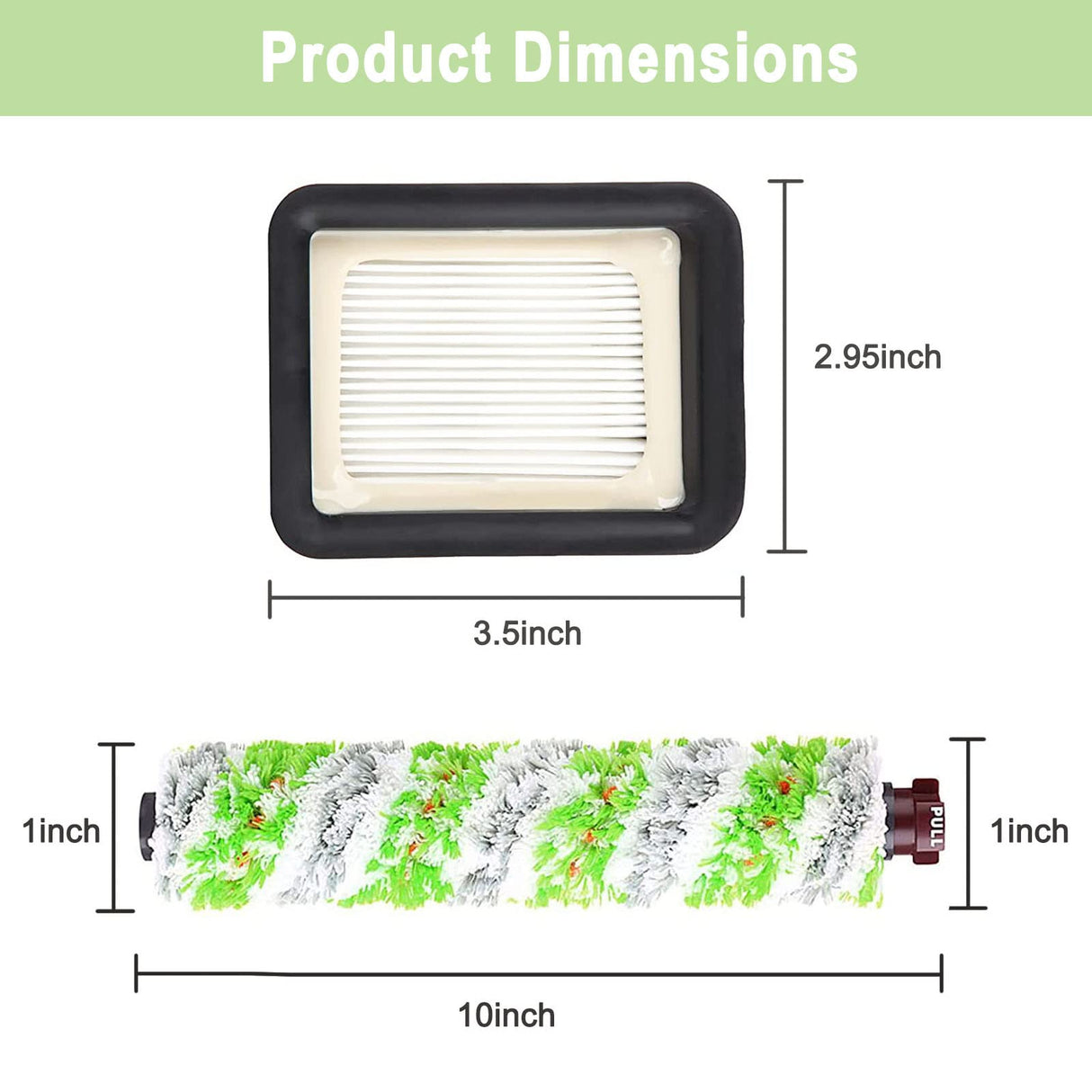 8 Pack Replacement Parts for Bissell CrossWave Pet Pro 2306A & CrossWave 1785 Series 3888A Vacuum Cleaner, 4 Pack 2460 Brush Rolls, 4 Pack 1866 Filters, Compare to Part 1613568&161-3568, 1608684
