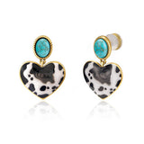Wrangler Heart Drop Dangle Earrings, 14K Gold Turquoise Western Jewelry