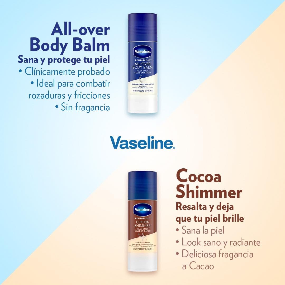 Unilever Vaseline Cocoa Shimmer Jelly Stick GLOW UP Body Luminizer For Dewy Radiant Skin 1.4 oz - 3 Count