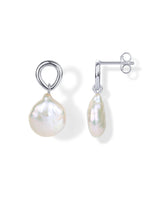 PAVOI 925 Sterling Silver Pearl Statement Wedding Drop Earrings, White Gold