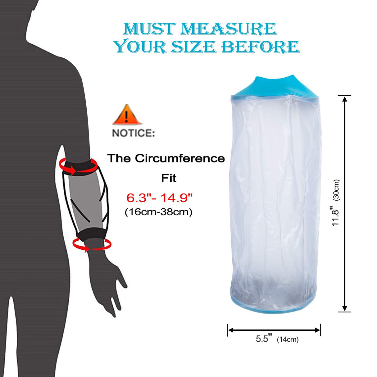 Asunby PICC Line Shower Cover Picc line Sleeve cover for upper Arm Waterproof IV & PICC Line Protetcor for Broken Wound Elbow Reusable showering post Surgery