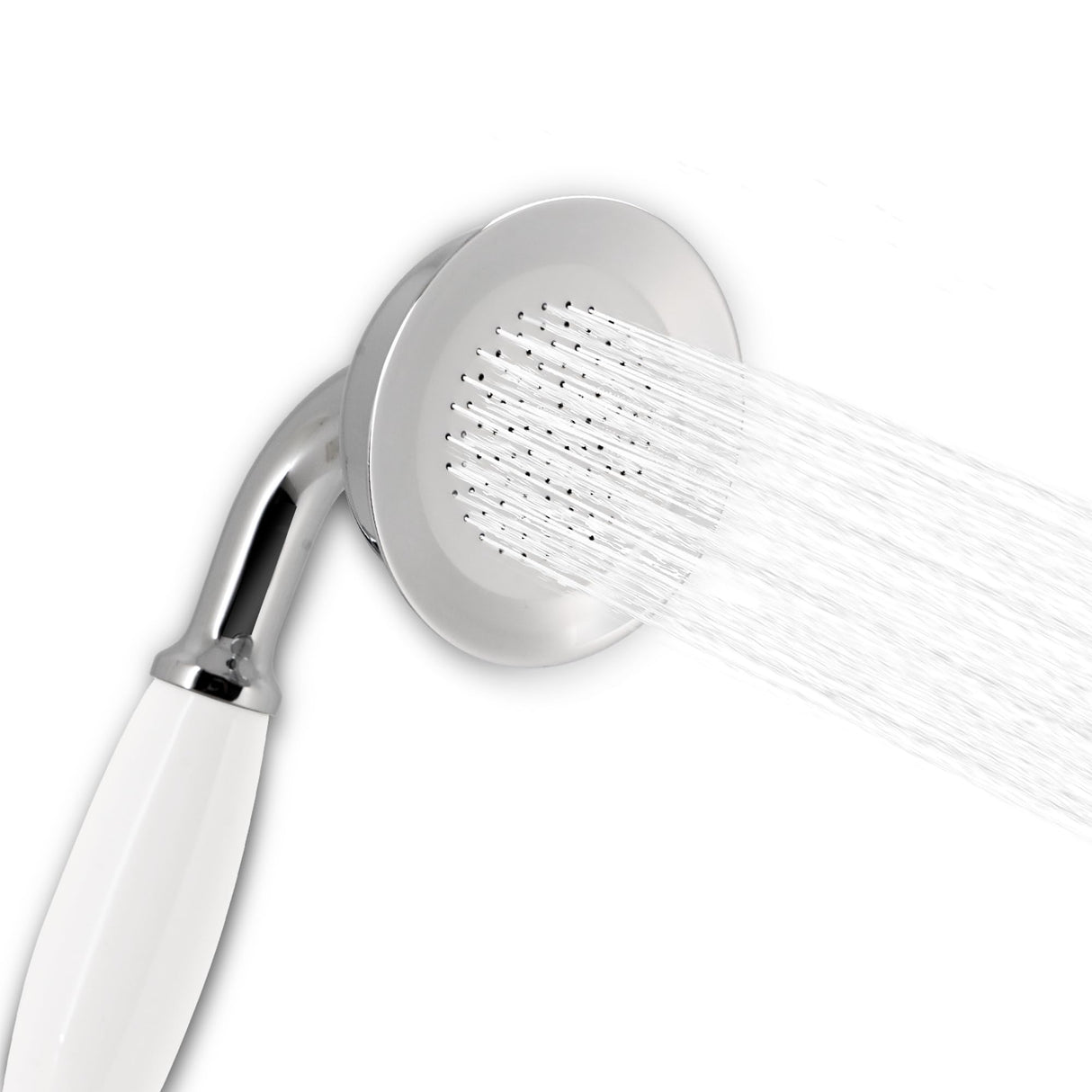 Vancoco Classic Handheld Shower Head - Universal Traditional Ceramic Handle High Pressure Brass Chrome Finish