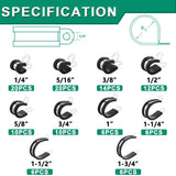 OURU 110PCS Cable Clamps Assortment Kit,10 Sizes—1/4" 5/16" 3/8" 1/2" 5/8" 3/4" 1" 1-1/4" 1-1/2" 1-3/4" Stainless Steel Rubber Coated Cushioned Insulated Cable Clamp,Automotive Wire Pipe Clamps