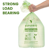 SUPERBIO 13 Gallon Flat Top Compostable Food Waste Bags, 50 Count, 2 Pack, 49.2L, 0.87 Mil, ASTM D6400 BPI and OK compost INDUSTRIAL