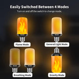 Morsatie 【Upgraded Flame LED Flame Light Bulbs, 4-Mode Flickering Light Bulbs with Upside Down Effect, E26 Fire Light Bulb for Halloween Christmas Party Porch Patio Indoor Outdoor Decoration, 4 Pack