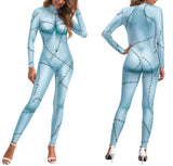 Qurtalun Christmas Costume for Women Cosplay Bodysuit 3D printed Long-sleeved Dress Grils Halloween Cosplay Costume (M, A)