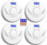 Smoke and Carbon Monoxide Detector, Battery Operated Fire Alarm with LCD Display & Test/Reset Button, Portable Photoelectric CO Smoke Detector Combo for Home, Apartment, RV & Travel (4 Pack)