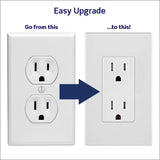 Leviton Lever Edge 15 Amp Tamper-Resistant Duplex Wall Outlet, 10-Pack, E5325-MW, White