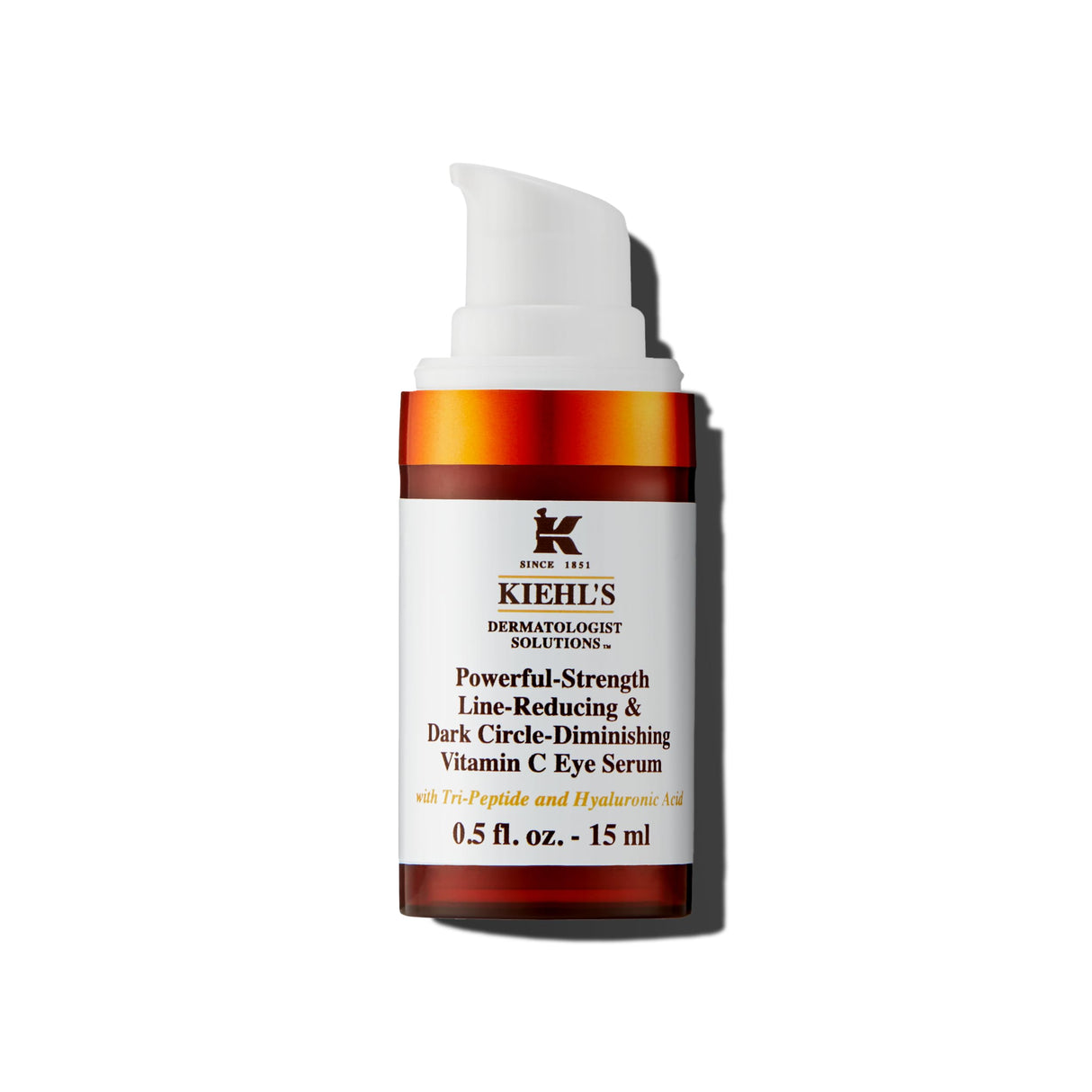 Kiehl's Powerful-Strength 10% Vitamin C Eye Serum, Line-Reducing & Dark Circle Diminishing Eye Cream, Smooths & Hydrates Undereye, for Puffiness & Lines, with Hyaluronic Acid & Tri-Peptide - 0.5 fl oz
