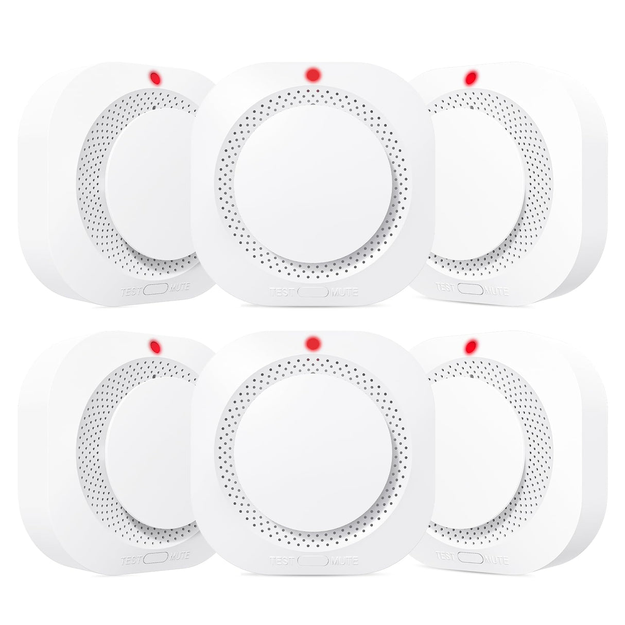 Smoke Detector, Battery Operated Smoke Alarm with Photoelectric Technology, Fire Alarms Smoke Detectors with LED Indicator and Test Button(6 Pack)
