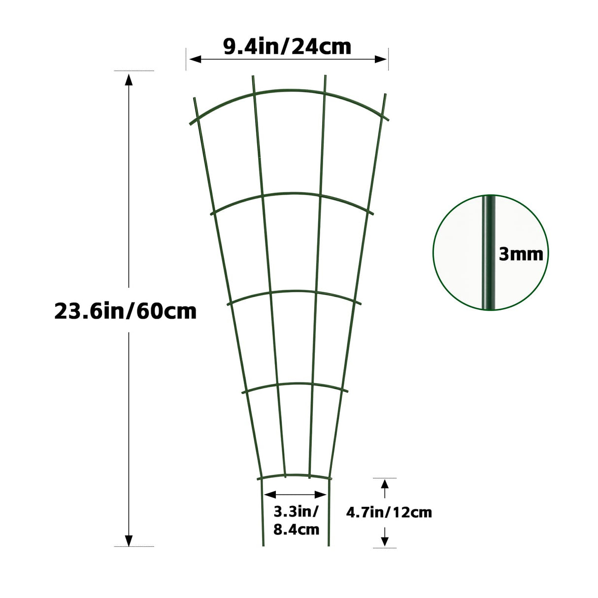 Thealyn 24" Metal Plant Trellis, Climbing Plant Support, 4 Pack (Green)