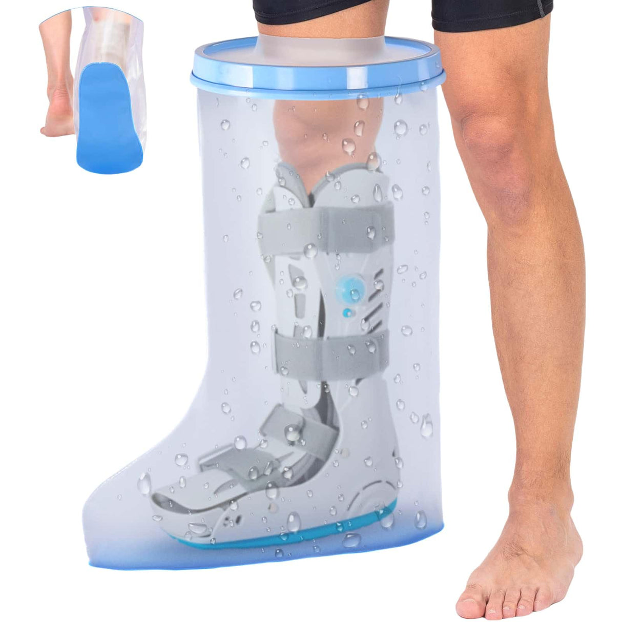 Waterproof Extra Wide Leg Cast Cover for Shower with Non-Slip Bottom for Leg Cast Protector for Surgery Wounds, Bandage, Large Cast, Knee Immobilizer/Brace, Walking Boots [2025 Upgraded Reusable]