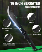 Mossy Oak Machete with Saw, 19" Sharp Machete with Sheath