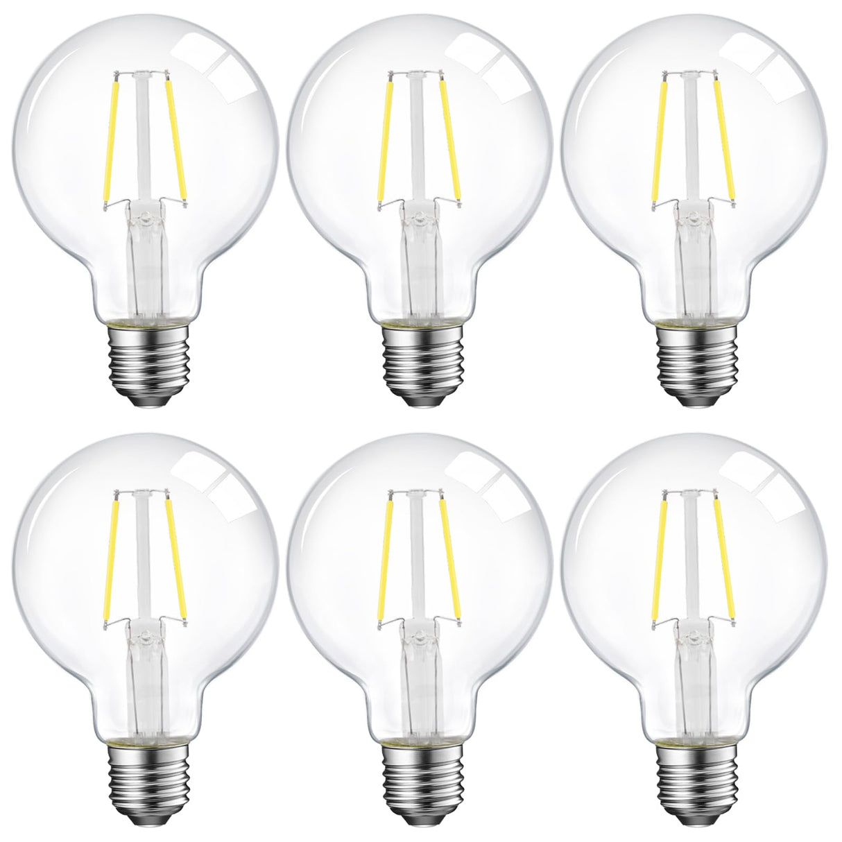 ENERGETIC SMARTER LIGHTING 5W Dimmable G25 LED Edison Light Bulb, G25 (G80) Globe Bulb, 60W Equivalent, 5000K Daylight, Christmas Light, E26 Standard Base, ETL Listed, 6-Pack