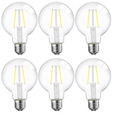 ENERGETIC SMARTER LIGHTING 5W Dimmable G25 LED Edison Light Bulb, G25 (G80) Globe Bulb, 60W Equivalent, 5000K Daylight, Christmas Light, E26 Standard Base, ETL Listed, 6-Pack