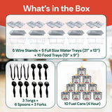 5 Pack - Disposable Chafing Dish Buffet Set - Large Full Size (52 pcs) – Catering Food Warmers with Half-Sized Serving Pans, Lids, Racks, Utensils & Fuel Cans - Perfect for Buffets & Food Serving