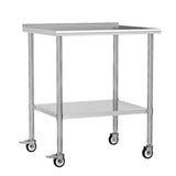 Chingoo Stainless Steel Work Table with Wheels, 30x36 Inch NSF Food Prep Table with Backsplash & Adjustable Undershelf for Kitchen, Restaurant, Garage
