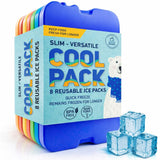 Healthy Packers Ice Packs for Lunch Boxes & Coolers - 8pk Original Cool Pack | Slim & Long-Lasting Reusable Ice Pack for Lunch Bags | Freezer Packs for Coolers (Set of 8)