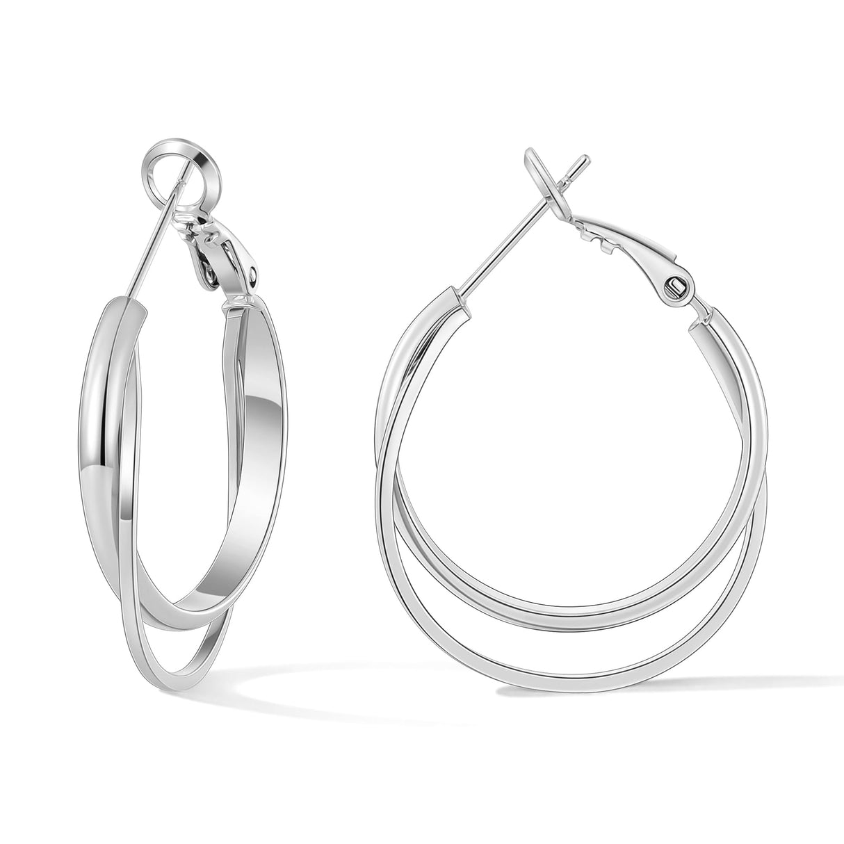 Gacimy Silver Criss Cross Hoop Earrings for Women, 25MM Small Hoops