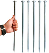 16" Rebar Stakes 6 Pack, 1/2" Diameter Heavy Duty Galvanized Ground Anchors
