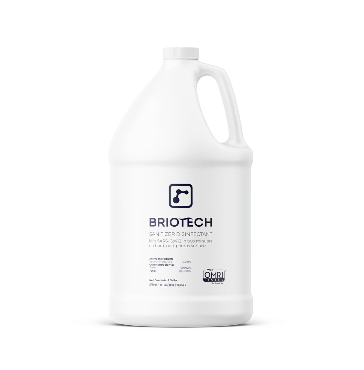 BRIOTECH Sanitizer Disinfectant Hypochlorous, Kill 99.99% of Viruses & Bacteria, Control Mold, Eliminate Odor, Gentle for Nursery & Play Rooms, Food Contact Surface Sanitizer, 1 Gallon Refill