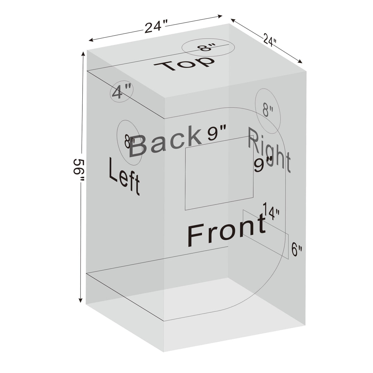 24"x24"x55" Grow Tent for Indoor Plants 600D Mylar Hydroponic High Reflective GrowTents for Plant Fruit Flower Veg Growing