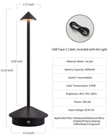 NEWSEE Modern Cordless Table Lamp Set of 2, Portable LED Desk Lamps, 5000mAh Rechargeable Battery Operated Lighting for Bedroom Dining Room Restaurant Coffee Shop Camping Night Light (Black)