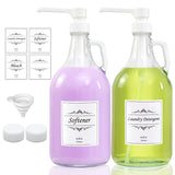 2 Pcs Glass Liquid Laundry Detergent Dispenser with Pump (Upgraded), 64 oz Dispenser for Laundry Room, Half Gallon Glass Jugs with Airtight Lid