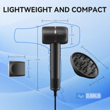 Hair Dryer, 160000RPM Fast Drying Blow Dryer, 500 Millions Negative Ionic High Speed Hair Dryer Professional Care Blow Dryer, Thermo-Control Low Noise with Magnetic Nozzle & Diffuser, Gray