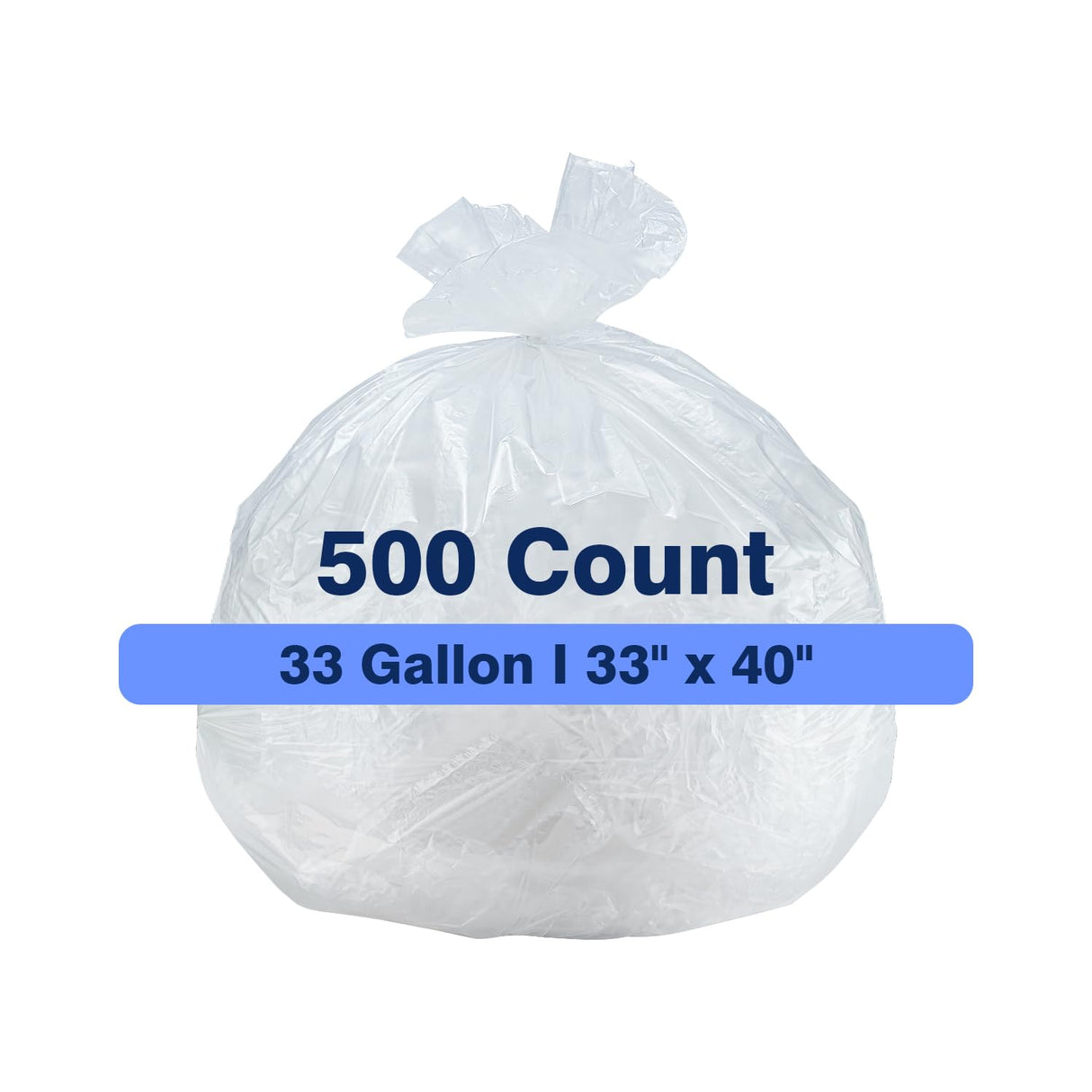 Plastiguide 33 Gallon Clear Trash Can Liners, 33'' x 40'', 500 Count, High Density Garbage Bags for Home, Outdoor, Recycling, Commercial, and Industrial Use