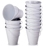 Sadnyy 12 Pack Metal Buckets with Handle, Galvanized Bucket 4.5 x 5 Inch Basket Bucket Party Supplies, Crafts for Christmas Halloween Candy Bars Vase Crafts(White)