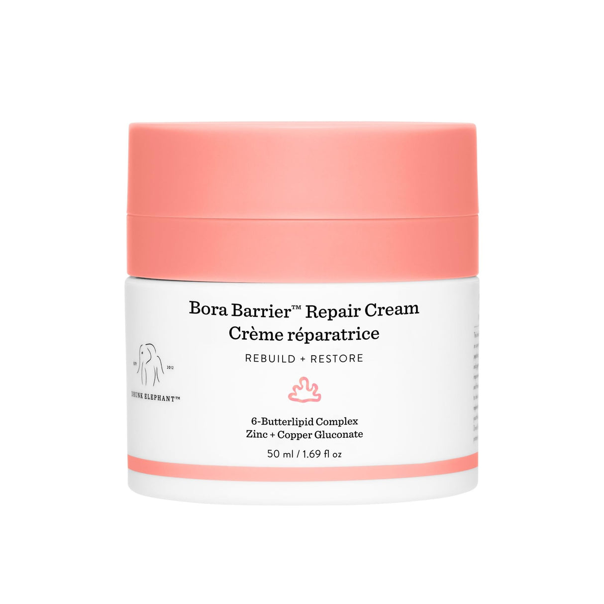 Drunk Elephant Bora Barrier Repair Cream - 50 ml/1.69 fl oz - Ultra-Rich Moisturizer - Clean Clinical Skincare - Cruelty-Free - Dermatologist-Tested - Free of Essential Oils, Silicones, and Fragrance