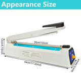 Impulse Heat Sealer Bag Sealer Machine Handheld Sealer Packaging Machine 3mm Sealing for Bag Width Sealing Machine for Self Sealing Plastic with Extra 4 Replacements 2 Fuse Kit(12 inches)