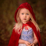SZBZ Kids Halloween Christmas Costumes Cape Little Red Riding Hood Cape Velvet Hooded Cosplay Party Cloak Red