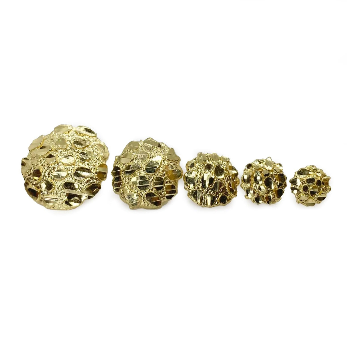 Unisex 14k Solid Gold Plated Brass Nugget Cookie Round Circle Stud Fashion Earrings Earrings 10mm/12mm/14mm For Men, Women (12mm (Diameter))