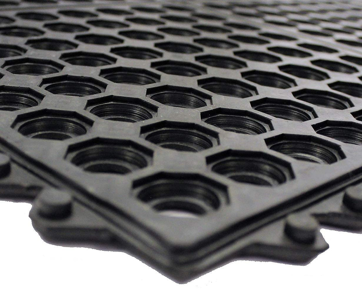 Envelor Interlocking Rubber Floor Mat Restaurant Kitchen Mat for Floor Anti Fatigue Bar Mat Door Mat Non - Slip Mat Indoor Outdoor Shower Pool Drainage Mat Durable Garage Flooring 36 x 36 Inch