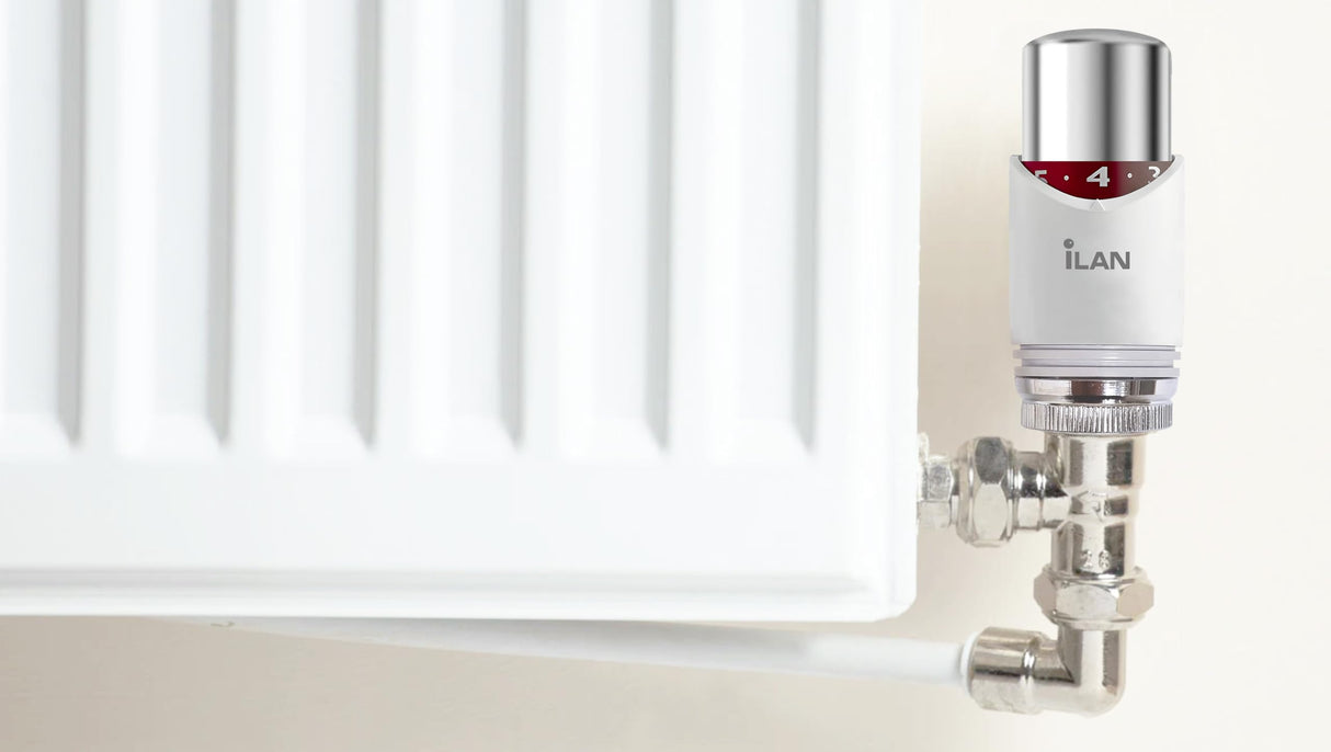 iLAN TRV Thermostatic Radiator Valve, Replacement Head Only, Chrome & White