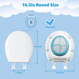 Potty Training Seat Built-in Toilet Seat, Round Toilet Seat 16.5inch with Baby Seat 2 in 1 Soft Close Quiet No Slapping, Magnetic Absorption, Easy Installation for Bottom Fixing Toilet，White and Blue