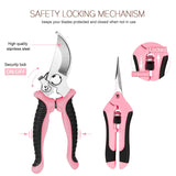 4 Packs Garden Pruning Shears Stainless Steel Blades Handheld Pruners Set with Gardening Gloves(Pink)
