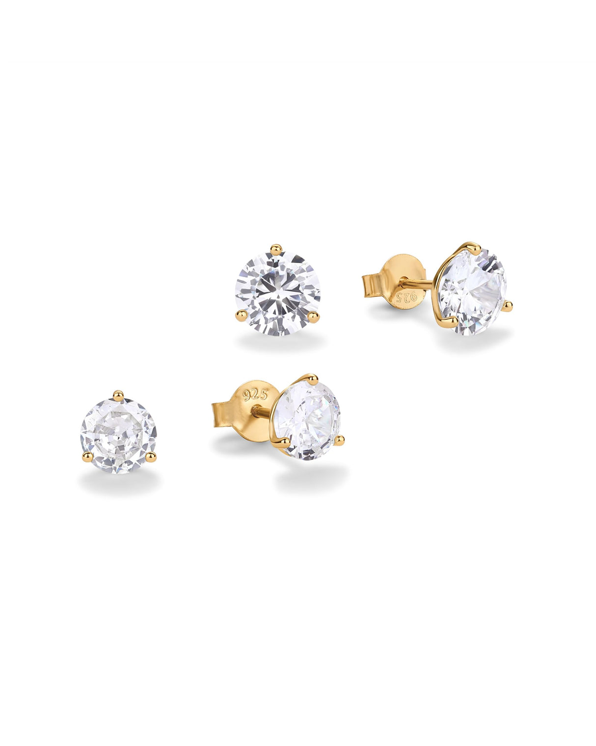 PAVOI Stud Earrings for Women, 925 Silver, Yellow Gold, Size 6 Millimeters