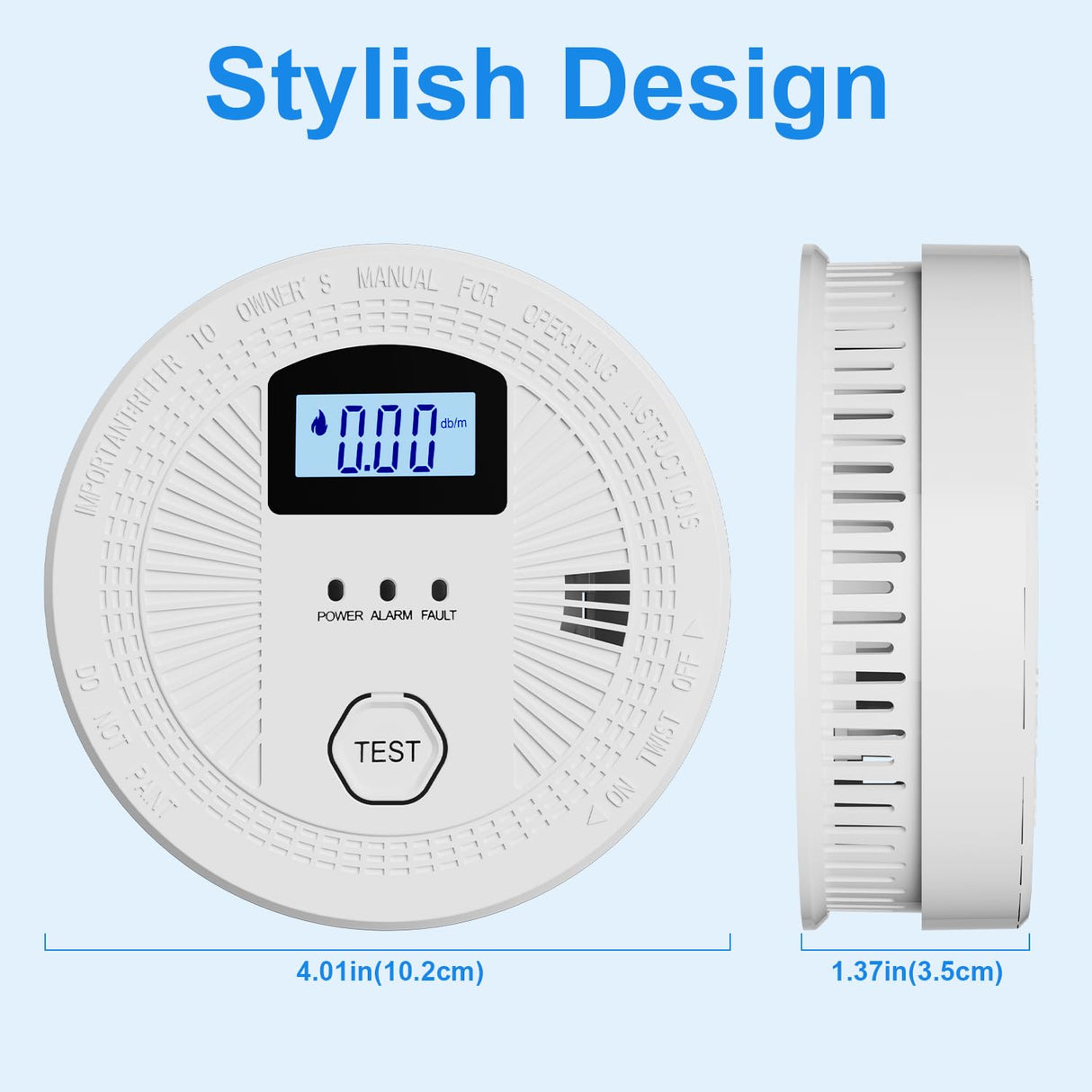 Combination Carbon Monoxide and Smoke Alarm with Digital Display, Battery Operated Smoke and Carbon Monoxide detectors 1-Pack