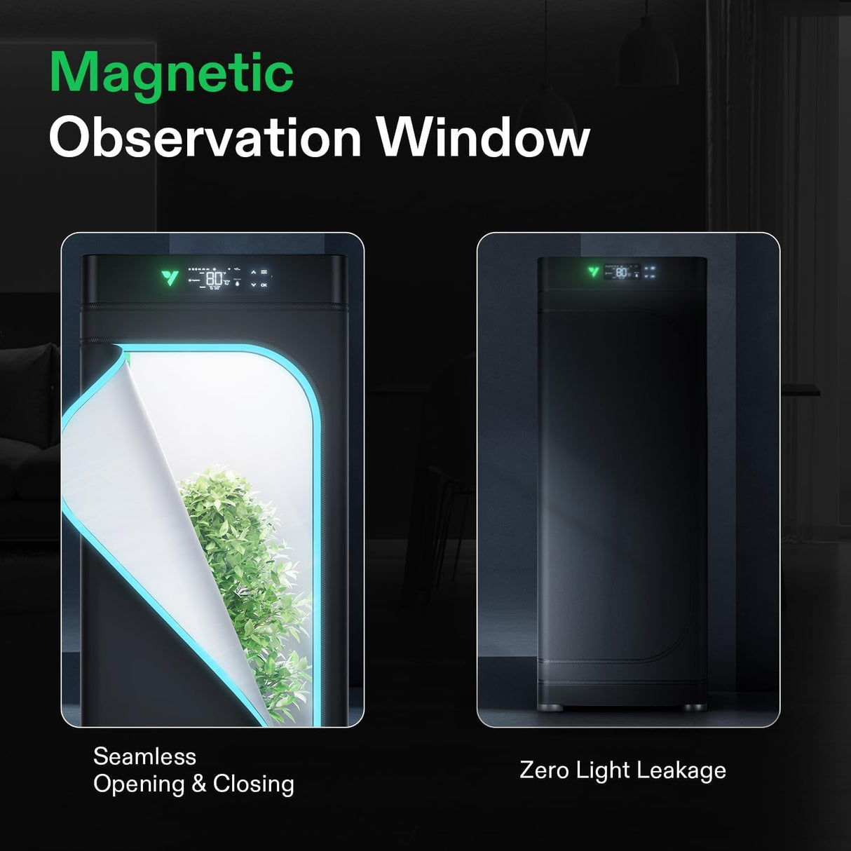 VGrow All-in-One Smart Grow Box, Professional System with Samsung LM301H EVO Grow Light, Advanced Circulation & Ventilation System, Irrigation, Nutrient, Magnetic Window for Indoor Hydroponics