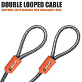 BV 2.5FT Bike Cable with Loops-5mm (3/16 Inch) Cut-Resistant Braided Steel Cable-Versatile & Weatherproof-Small Security Cable Lock, Security Chain for Padlock, Chain Lock, Wire Lock (Pair)
