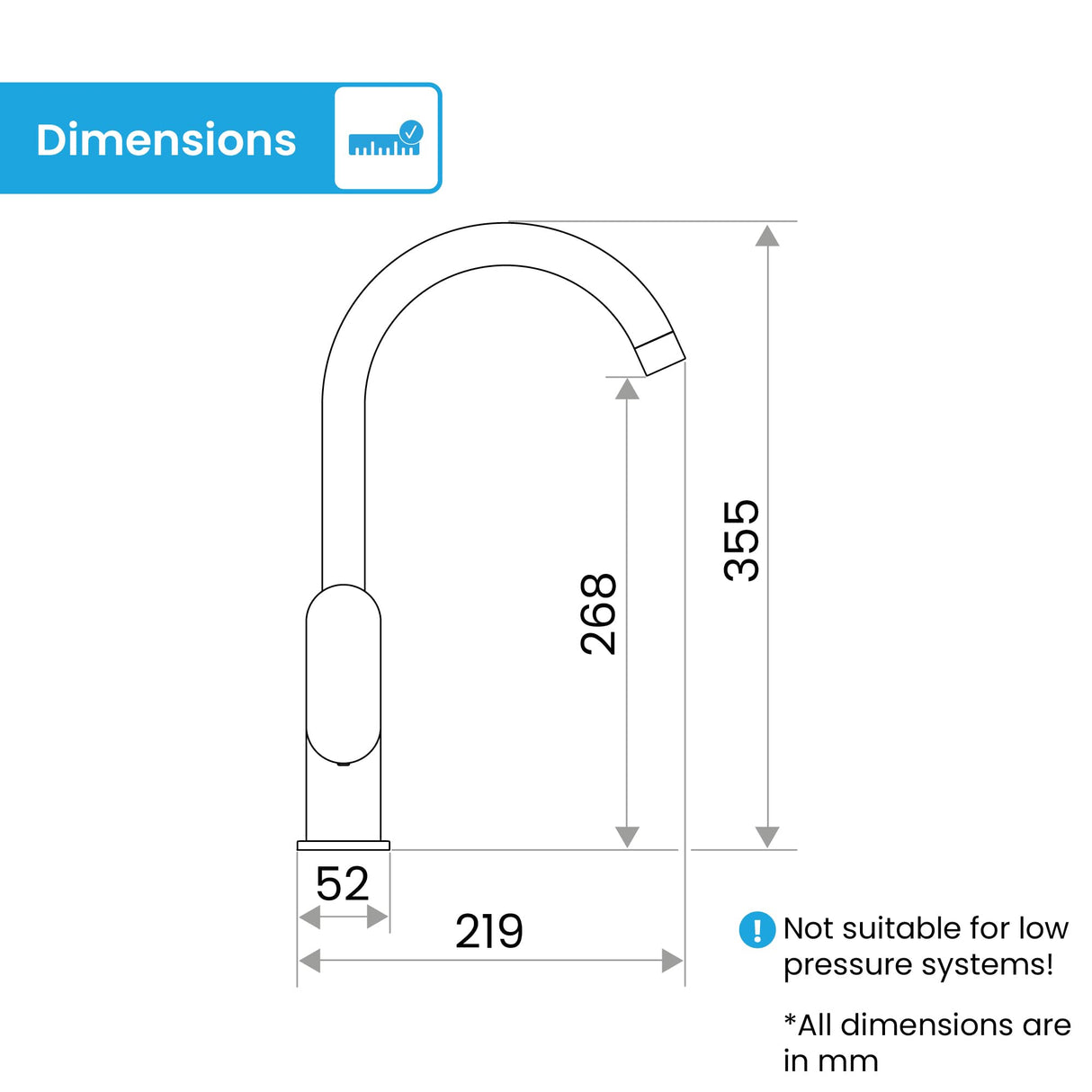 Bächlein Kitchen Faucet Matt Black - Sink Tap with 360° Swivel Spout, Modern Water Tap