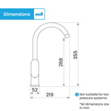 Bächlein Kitchen Faucet Matt Black - Sink Tap with 360° Swivel Spout, Modern Water Tap