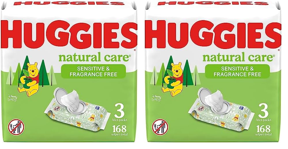 Huggies Natural Care Sensitive Baby Wipes, Unscented, Hypoallergenic, 99% Purified Water, 15 Flip-Top Packs (960 Wipes Total)