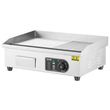 VEVOR Commercial Electric Griddle, 1600W Countertop Half-Flat Top Grill, 22in Stainless Steel Griddle Grill with 2 Shovels and 2 Brushes for Home or Restaurant, 122℉-572℉ Adjustable Temp