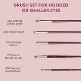 BK BEAUTY - BRUSH SET FOR HOODED OR SMALLER EYES (5PC) - Eyeshadow Brush Set for Blending, Smudging & Defining Eyeshadow and Eyeliner | Premium Eye Makeup Brushes for Precise Application